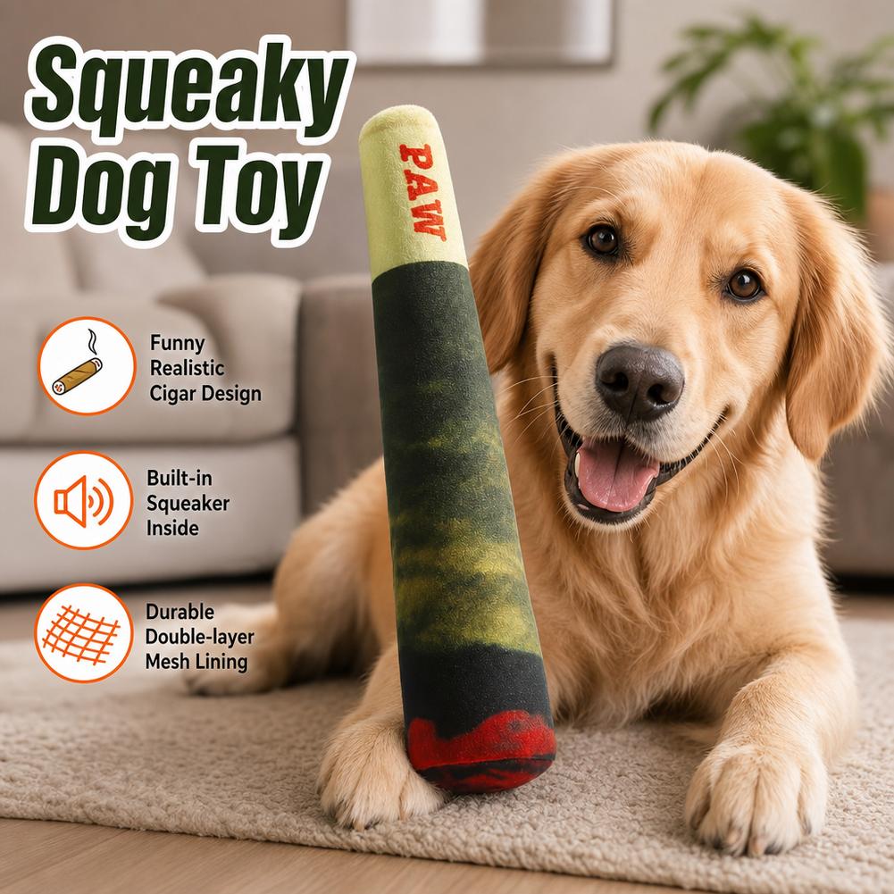 Indestructible Dog Chew Toy - ของเล่นสุนัขแบบมีเสียงแบบอินเทอร์แอคทีฟ รูปทรงซิการ์ สำหรับสุนัขขนาดเล็ก ทนทานต่อการกัด ของเล่นสุนัขแบบนุ่มสำหรับกัดแทะ